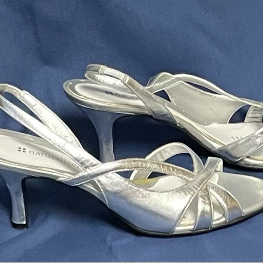 Silver strappy heels